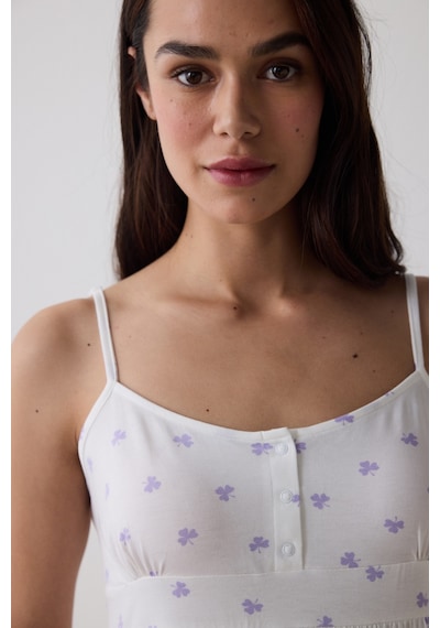 Penti Lana Printed Pantolon Kırık Beyaz Pijama Takımı