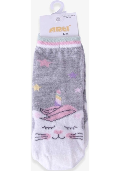 Katamino Breeze Kız Çocuk Soket Çorap Unicorn Gri (1-2-9-10 Yaş)