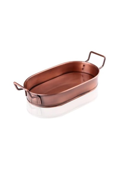 Tr 32cm Bakır Kaplama Lüks Galvaniz Metal Boyalı Oval Tepsi Zarafet Ve Dayanıklılığı Buluşturuyor