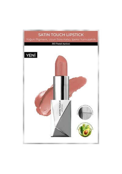 Alix Avien Uzun Süre Kalıcı Nemlendirici Pürüzsüz Etkili Yarı Mat Ruj Satin Touch Lipstick 801 Pastel Apricot