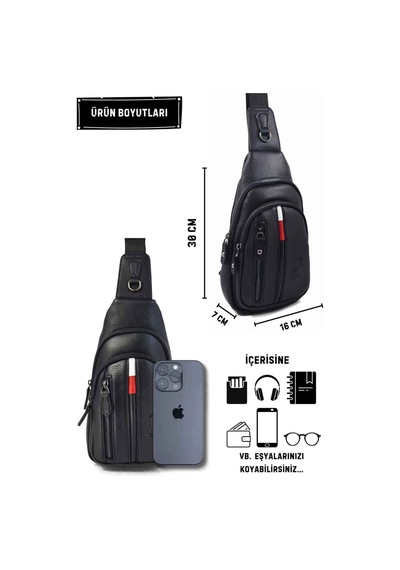 Erkek Omuz Çantası Çok Bölmeli Çanta Erkek Çapraz Çanta Postacı Çanta Siyah