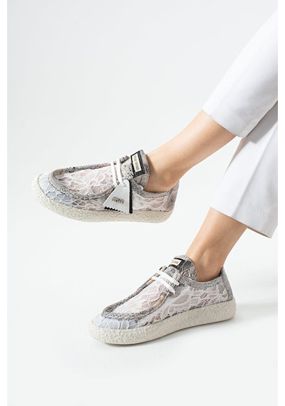 Dericia Shoes Rush Hakiki Deri Rahat Dantel Detaylı Tüllü Kadın Sneaker Beyaz