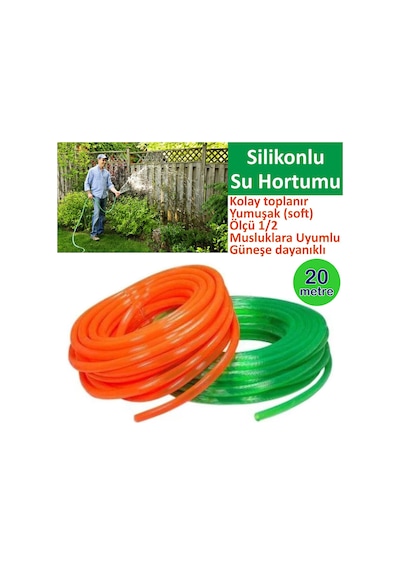 Silikonlu Bahçe Hortumu-20 Metre-Kırılmaz-Kolay Katlanır-Dayanıkl (405829650)