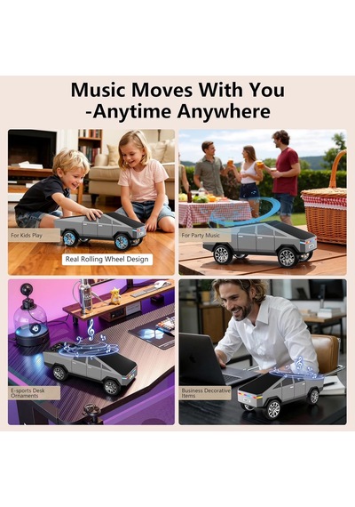 Araba Görünümlü Bluetooth Hoparlör Gri Retro Araba Tasarımlı Taşınabilir Kablosuz Ses Sistemi Bluetooth Speaker Telefon Tablet Bilgisayar Uyumlu Dekoratif Masaüstü Müzik Çalar Hediyelik