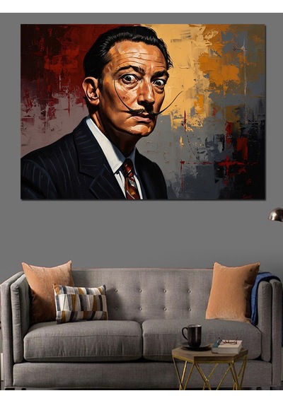 Sürrealist Ressam Salvador Dali Portresi Dekoratif Kanvas - Mdf Ahşap Tablo