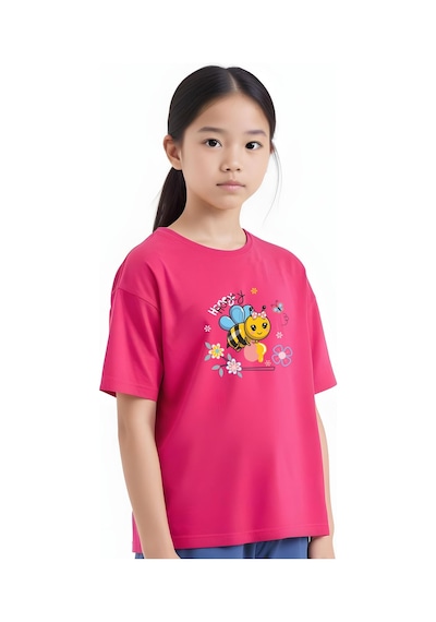 Fyk Kids Kız Çocuk Honey Baskılı Tişört Fuşya