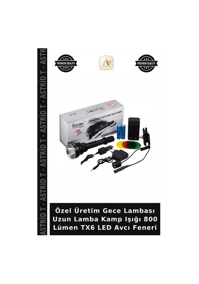 Özel Üretim Gece Lambası Uzun Lamba Kamp Işığı 800 Lümen Tx6 Led Avcı Feneri Çok Renkli