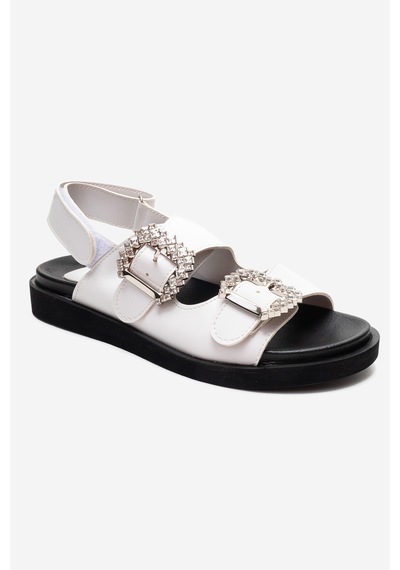 Luvishoes Luvi Shoes Olımpa Beyaz Taşlı Cırtlı Kadın Düz Sandalet Beyaz Luvishoes Luvi Shoes Olımpa Beyaz Taşlı Cırtlı Kadın Düz Sandalet Beyaz