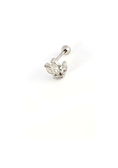 Taç Figürlü 925ayar Gümüş Tragus Kıkırdak Piercing Gümüş
