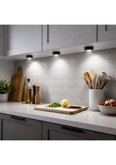 Sekatech 3w Led Sıva Üstü Mini Spot 220v 4000k Doğal Beyaz 6 Cm Mobil Raf & Dolap Aydınlatma Siyah