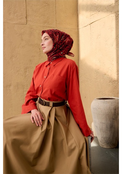 Silk Home Soft Eşarp 73099-21 Açık Kırmızı, Soluk Siyah, Vizon