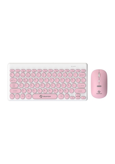 Gravion Km-bt37 Çif Modlu Wireles Bluetooth Klavye Mouse Set Pembe Optik
