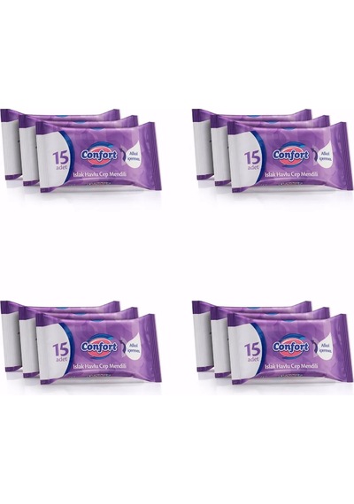 Confort Islak Havlu Cep Mendili 3x15 4 Adet