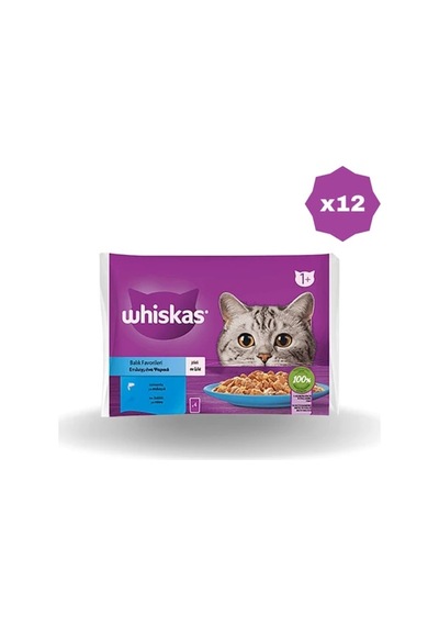 Whiskas Yaş Mama Poşet Balık 340 Gr - 12 Adet
