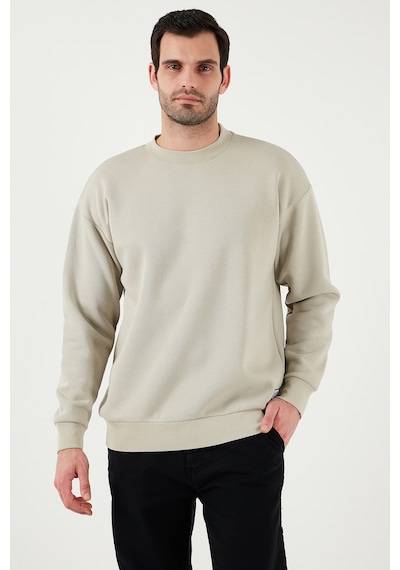 Buratti Regular Fit Bisiklet Yaka Pamuklu Içi Tüylü Yumuşak Şardonlu Erkek Sweat 5905255 Krem