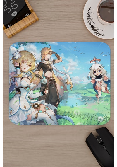 Aether Lumine Genshin Impact Anime Gacha V5 - 22x18 Gaming Mouse Pad Fare Altlığı