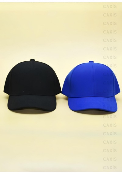 Caxis Spor Şapka Unisex 2 Adet Arkası Cırtlı Ayarlanabilir Siyah - Sax Mavi