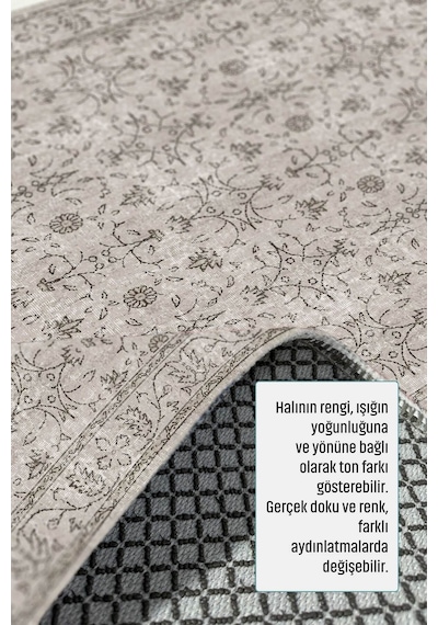 Vintage Klasik Desenli Dekoratif Koridor Ve Mutfak Yolluk Halısı 3058 Gri