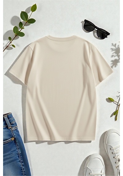 Uyguntarz Unisex Mılano Itally Baskılı Tasarım Tshirt Bej