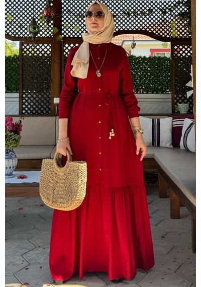 Süreyya Gömlek Elbise Kırmızı