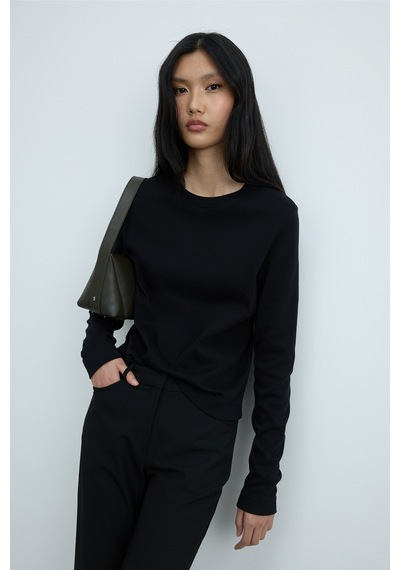 Suud Collection Siyah Rumi Basic Uzun Kollu Tişört