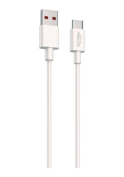 Schitec 6a 120w Usb-a To Type-c Hızlı Şarj Ve Data Kablosu 1m Beyaz Sk002 100cm