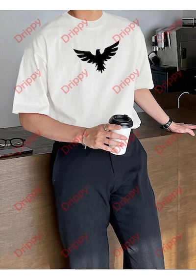 Flood Of Style Unisex Kartal Baskılı Tshirt Beyaz