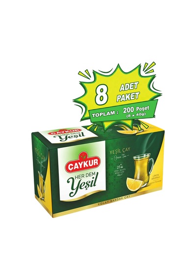 Herdem Yeşil Çay Süzen Poşet Limonlu 1,6gr 25 Adet Sekizli Paket