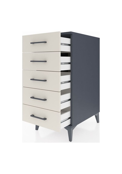 Kronos Komodin 5 Çekmeceli 44x59x96 Antrasit-aytaşı Antrasit