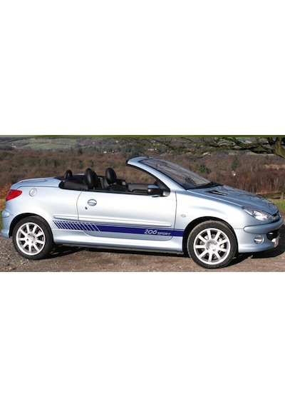 Peugeot 206 Sport Yazılı Yan Kapı Kesikli Sticker Etiket Modeli