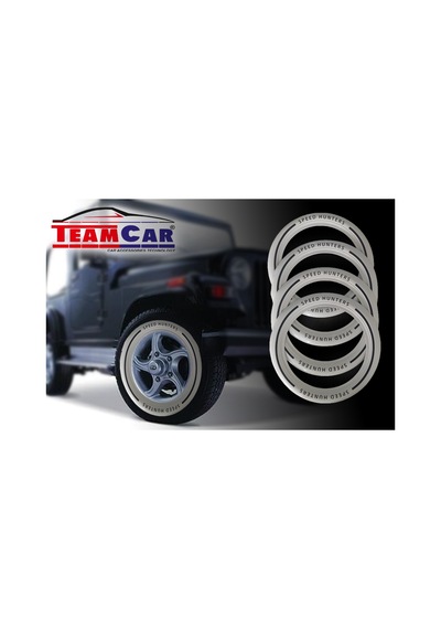 Teamcar Oto Lastik Yanağı Çizgili Speed Hunters 13 Jant Beyaz 1 Takım 4 Adet