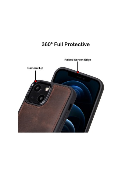 Bouletta Apple İphone 13 Mini Uyumlu Deri Arka Kapak Tn3 Kahve