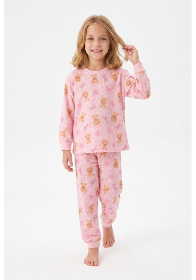 Bunny Hopp Kız Çocuk Uzun Kollu Pijama Takımı %100 Pamuk Ayıcıklı Ve Kalp Desenli Penye Pembe Bunny Hopp Kız Çocuk Uzun Kollu Pijama Takımı %100 Pamuk Ayıcıklı Ve Kalp Desenli Penye Pembe