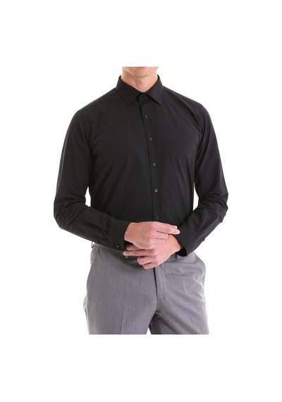 Bawcompany Slimfit Dar Kesim Düz Takım Elbise Gömleği Siyah