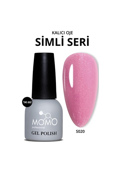 Momo Professional Kalıcı Oje S020 Hafif Işıltılı Şeker Pembesi 14 ML