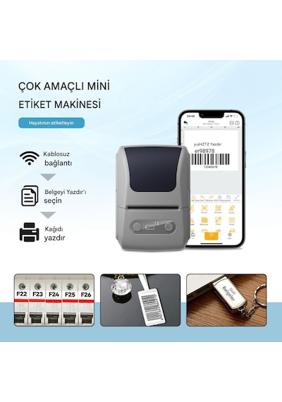 Mpı P1 Termal Yazıcı Etiket Yazıcısı Kablosuz Mini Taşınabilir Bluetooth, Usb Şarjlı, Android, Apple Uyumlu iOS