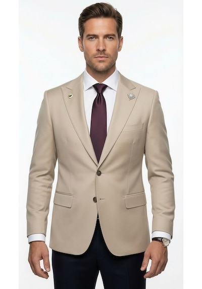 Plus Scorpion Erkek Blazer Ceket Twill Puntolu Kırlangıç Yaka 2 Düğmeli Çift Yırtmaçlı Slim Fit Taş Plus Scorpion Erkek Blazer Ceket Twill Puntolu Kırlangıç Yaka 2 Düğmeli Çift Yırtmaçlı Slim Fit Taş