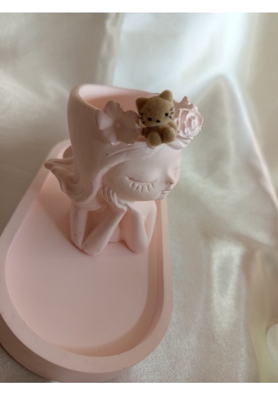 Açık Kahverengi Peluş Kedili Küpe