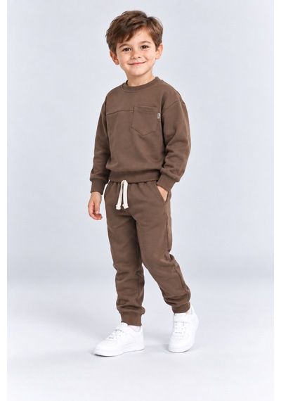 Ahengim Erkek Çocuk Cepli Sweatshirt Ve Jogger Eşofman Altı 2 Li Takım Günlük Rahat Çocuk Eşofman Seti Ak125 Kahverengi Ahengim Erkek Çocuk Cepli Sweatshirt Ve Jogger Eşofman Altı 2 Li Takım Günlük Rahat Çocuk Eşofman Seti Ak125 Kahverengi