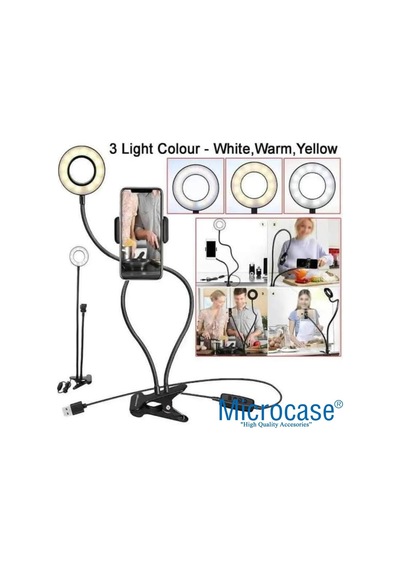 3 Işık Modlu Masaüstü Ring Light Telefon Tutuculu Işık Usb Girişli Vlog Ve Yayın Işığı - Al5208