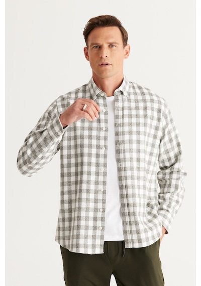 AC&Co / Altınyıldız Classics Erkek Ekru Hakı Comfort Fit Rahat Kesim Düğmeli Yaka Flanel Oduncu Gömlek Ekru - Haki AC&Co / Altınyıldız Classics Erkek Ekru Hakı Comfort Fit Rahat Kesim Düğmeli Yaka Flanel Oduncu Gömlek Ekru - Haki