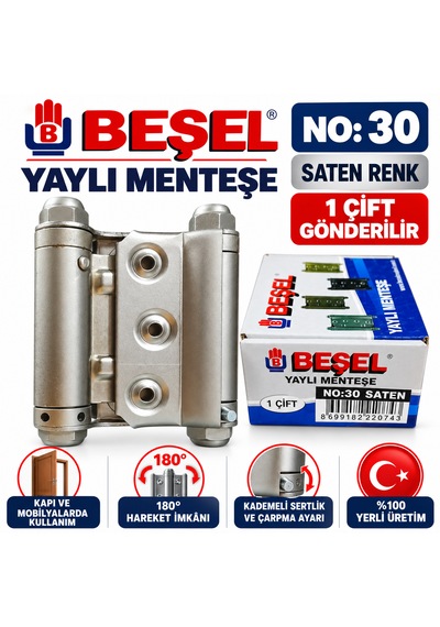 Beşel Yaylı Menteşe Kapı Menteşesi Saten No :30 Çift Gönderilir