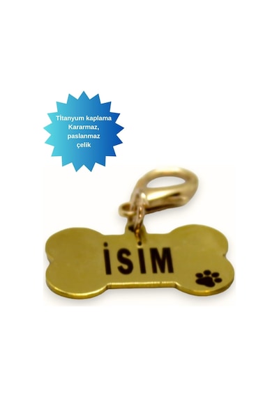 Kişiye Özel Köpek İsimli Künye- Metal- Paslanmaz, Kararmaz-köpek İsimlik-tasma Kırmızı-tek Ebat