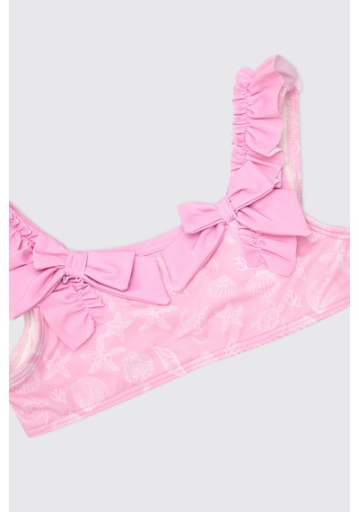 Littemare Fiyonklu Kız Bebek Upf 40+ Uv Korumalı Pembe Bikini Takımı 2612gb42010