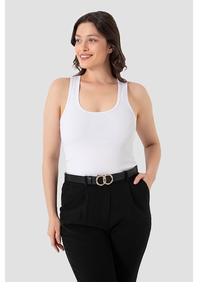 Arma Yıldız Kadın Fitilli Görünümlü Kalın Askılı Basic Beyaz Atlet 2'li Paket beyaz