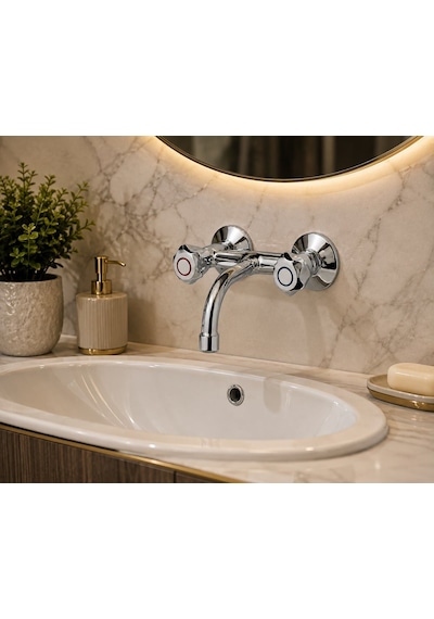 Lıfe Sabit Lavabo Bataryası Abdest Acar 05.04.800 Altın