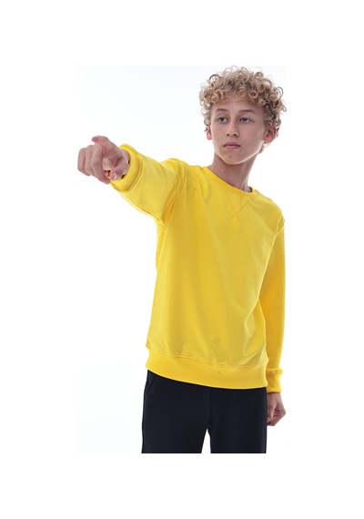 Sarı Erkek Çocuk Sweatshirt Pamuklu Rahat Kalıp Günlük Model Sarı