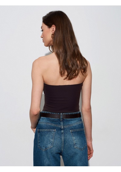 Dilvin 21103 Straplez Top-koyu Kahve