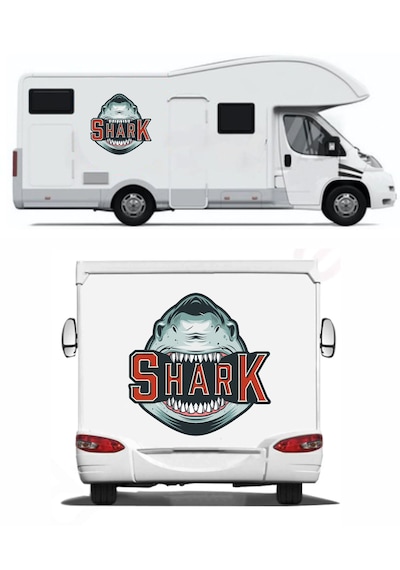 Köpek Balığı Shark Sticker - Araba Oto Motosiklet Karavan Sticker - 00030 15x15 Cm