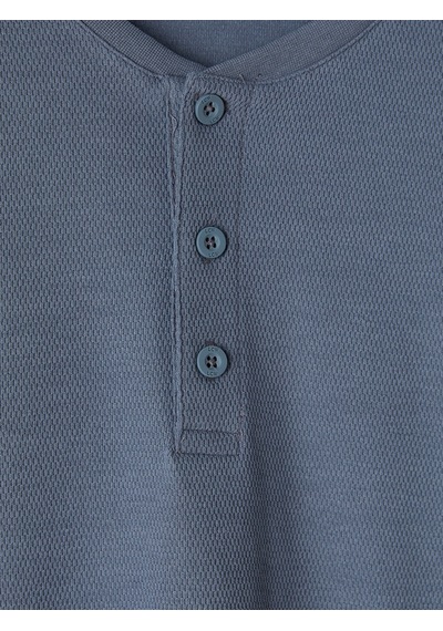 LC Waikiki Lc Waıkıkı İndigo Henley Yaka Uzun Kollu Erkek Pijama Üst Indigo